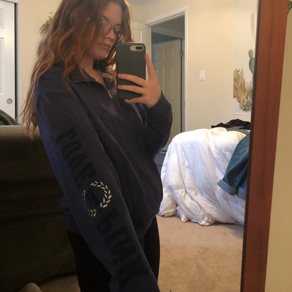 Navy PINK quarter zip sweatshirt